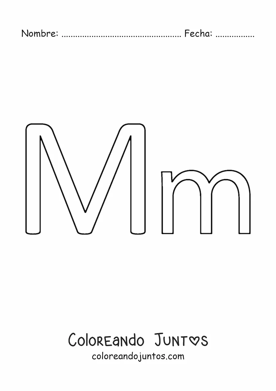 Imagen para colorear de letra m mayúscula y minúscula fácil