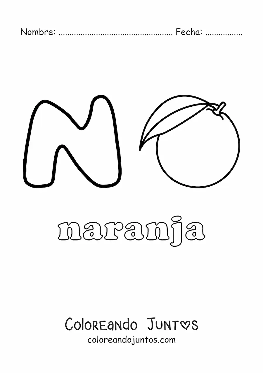 Imagen para colorear de n de naranja