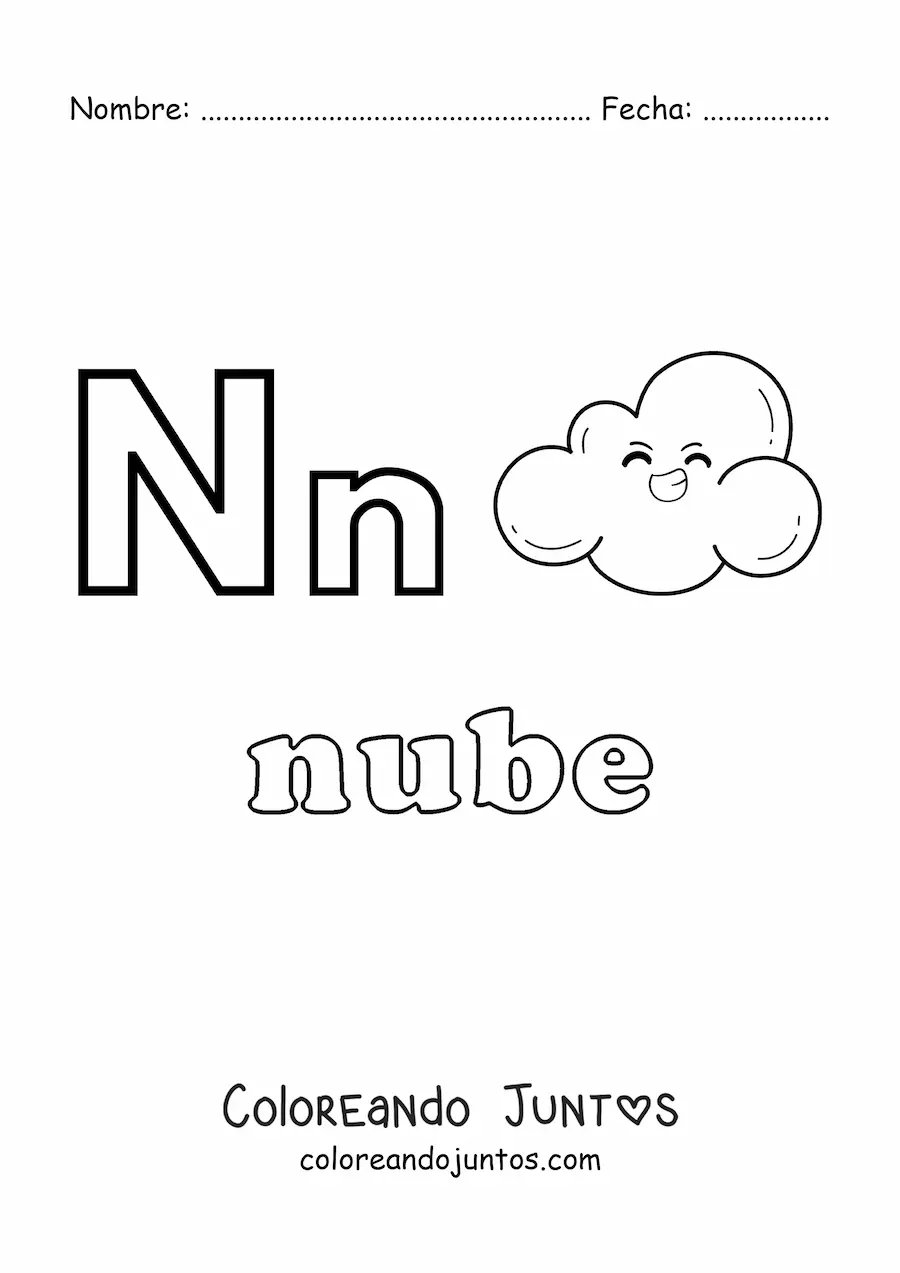 Imagen para colorear de n de nube