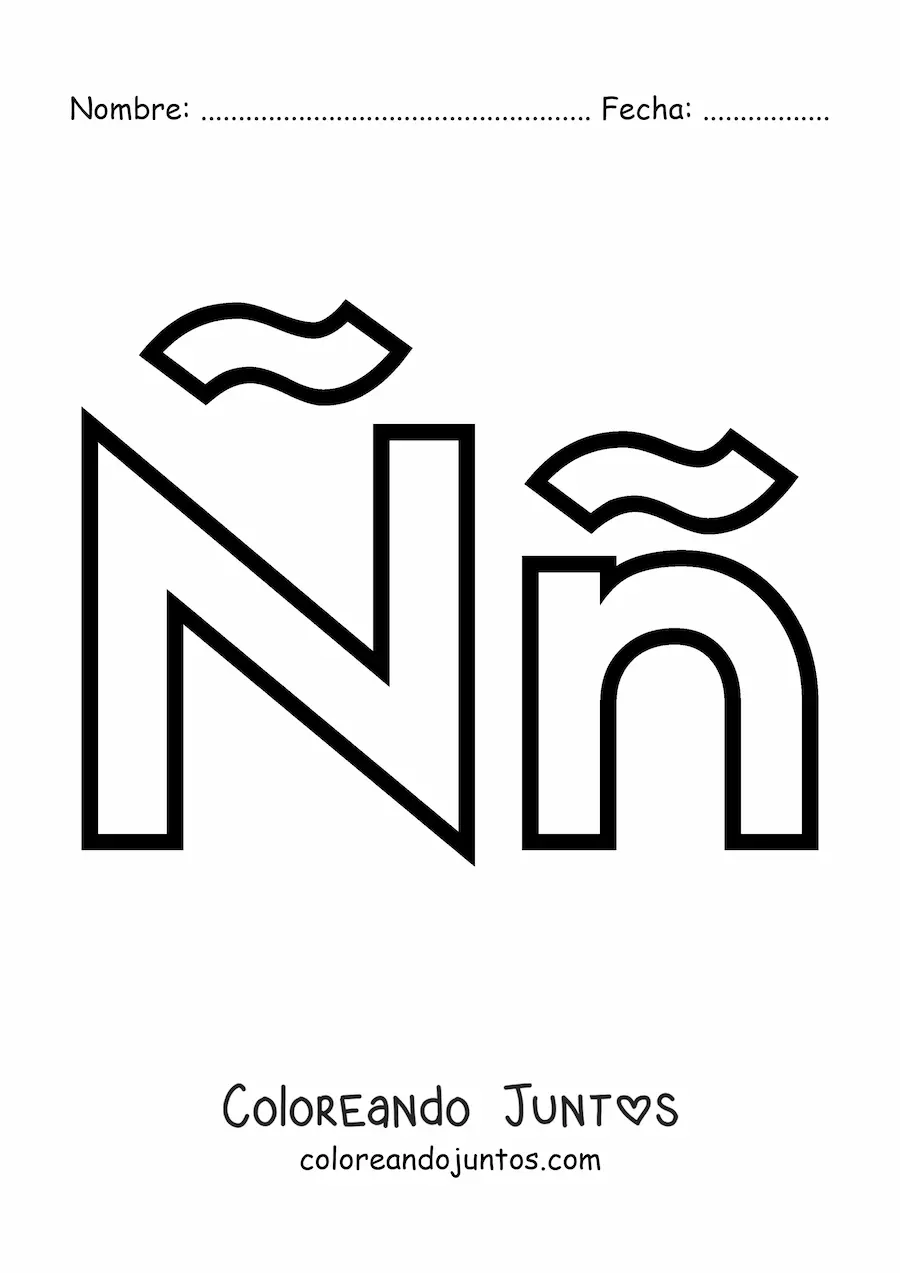 Imagen para colorear de la letra ñ mayúscula y minúscula