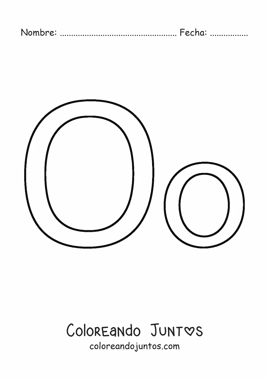 Imagen para colorear de letra o mayúscula y minúscula fácil