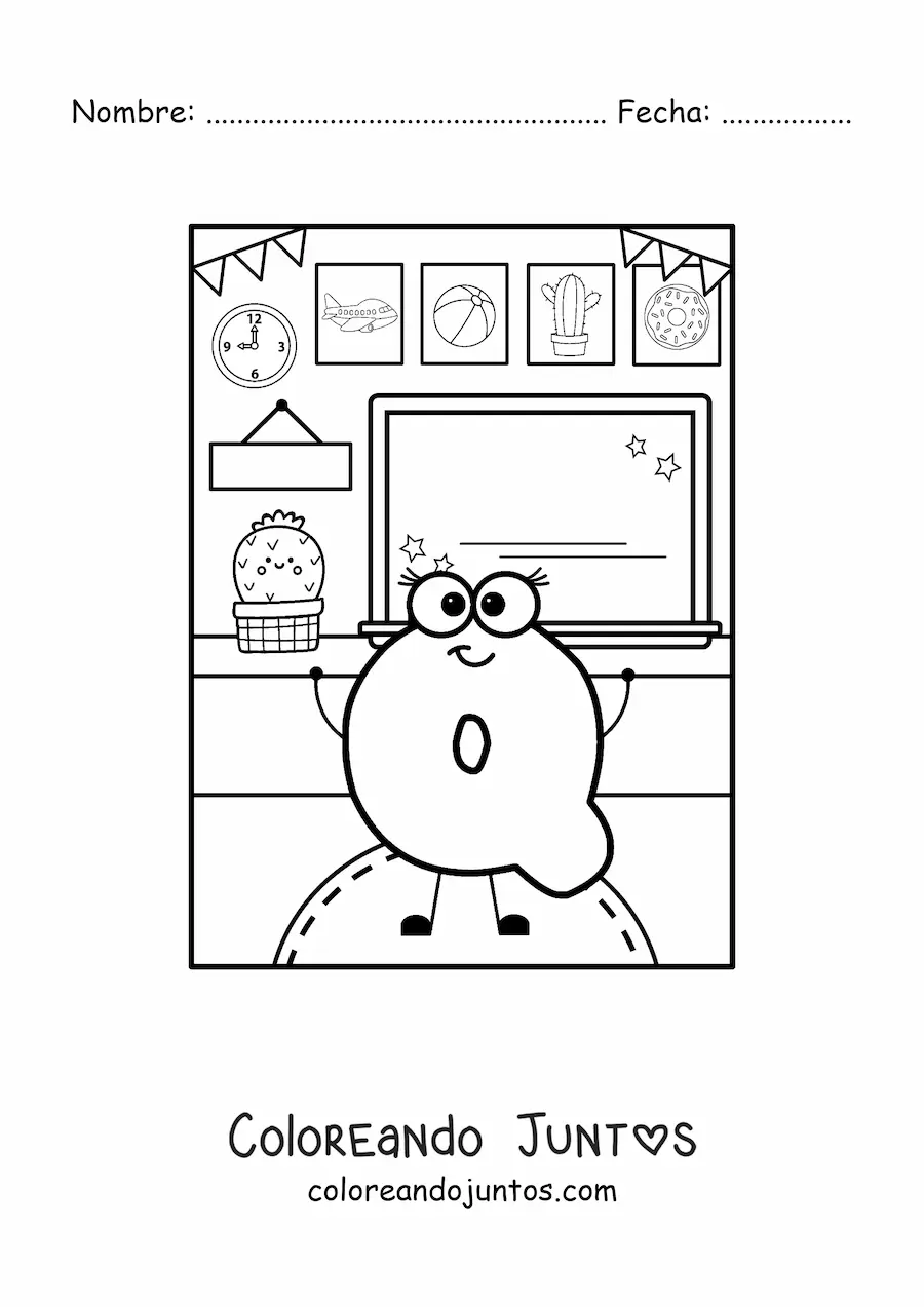 Imagen para colorear de la letra q animada en la escuela