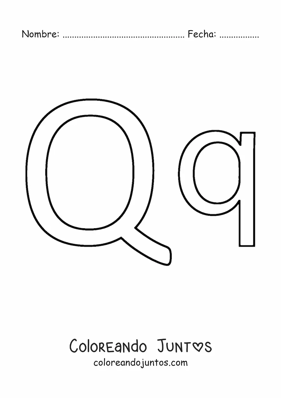 Imagen para colorear de letra q mayúscula y minúscula fácil