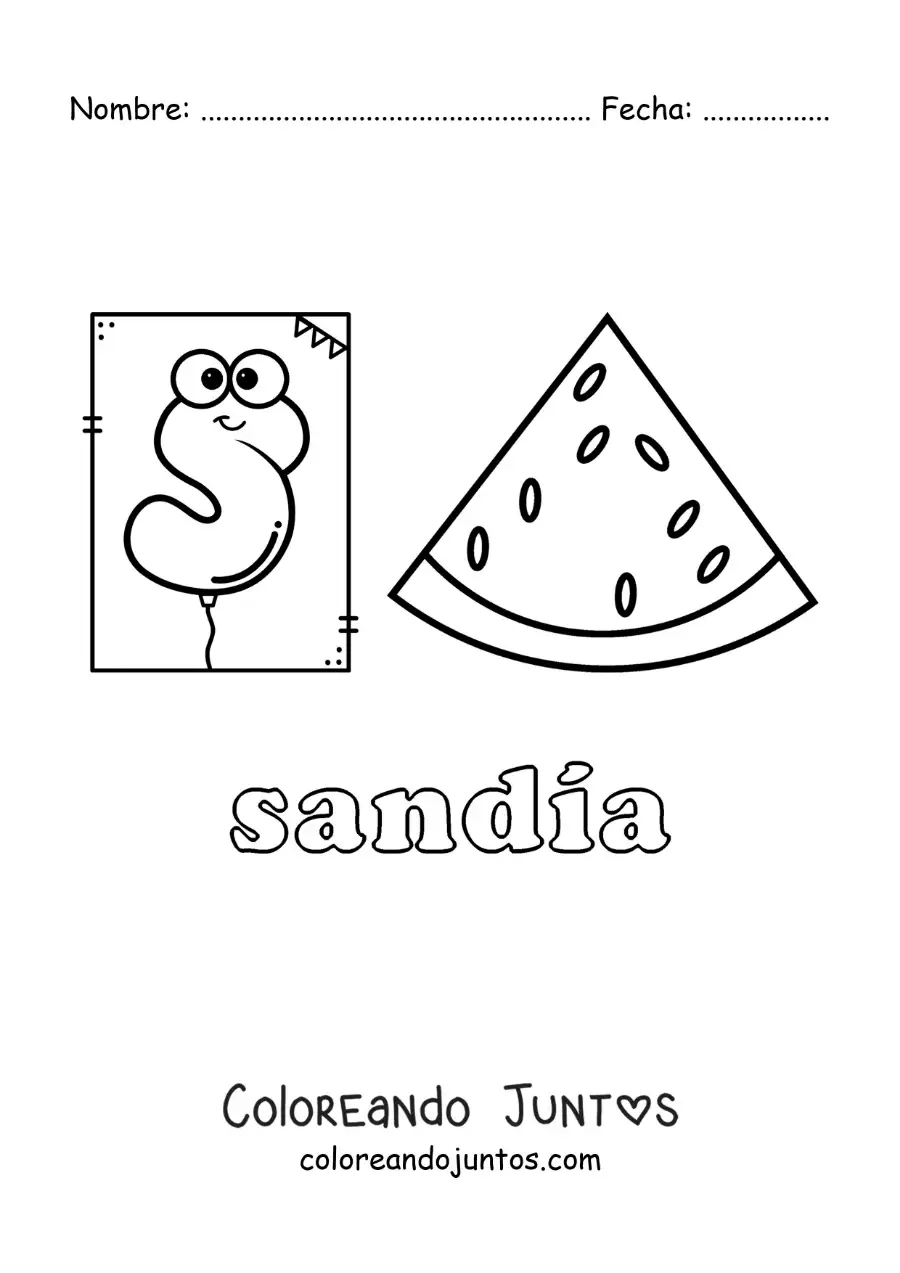 Imagen para colorear de s de sandía