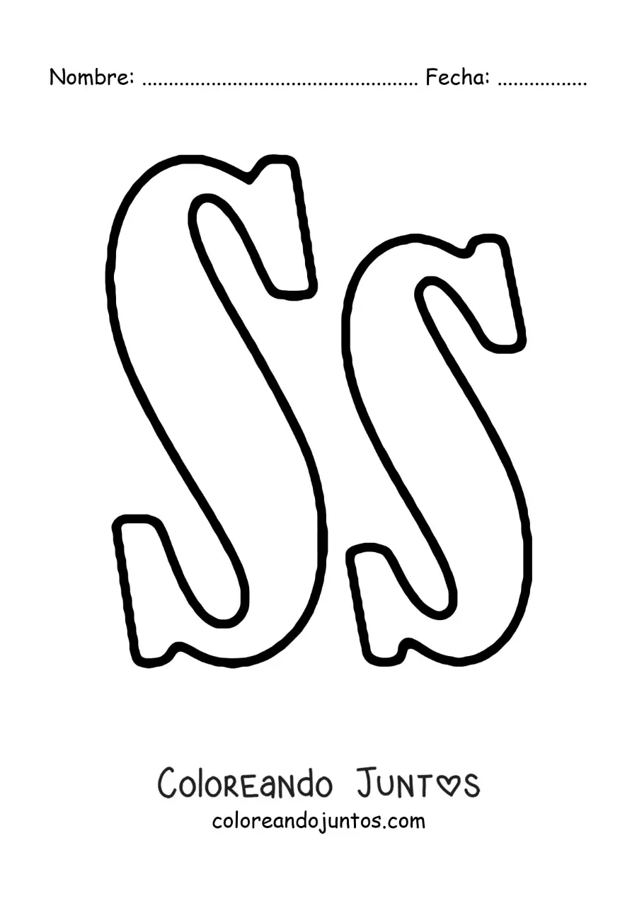 Imagen para colorear de letra s mayúscula y minúscula grande