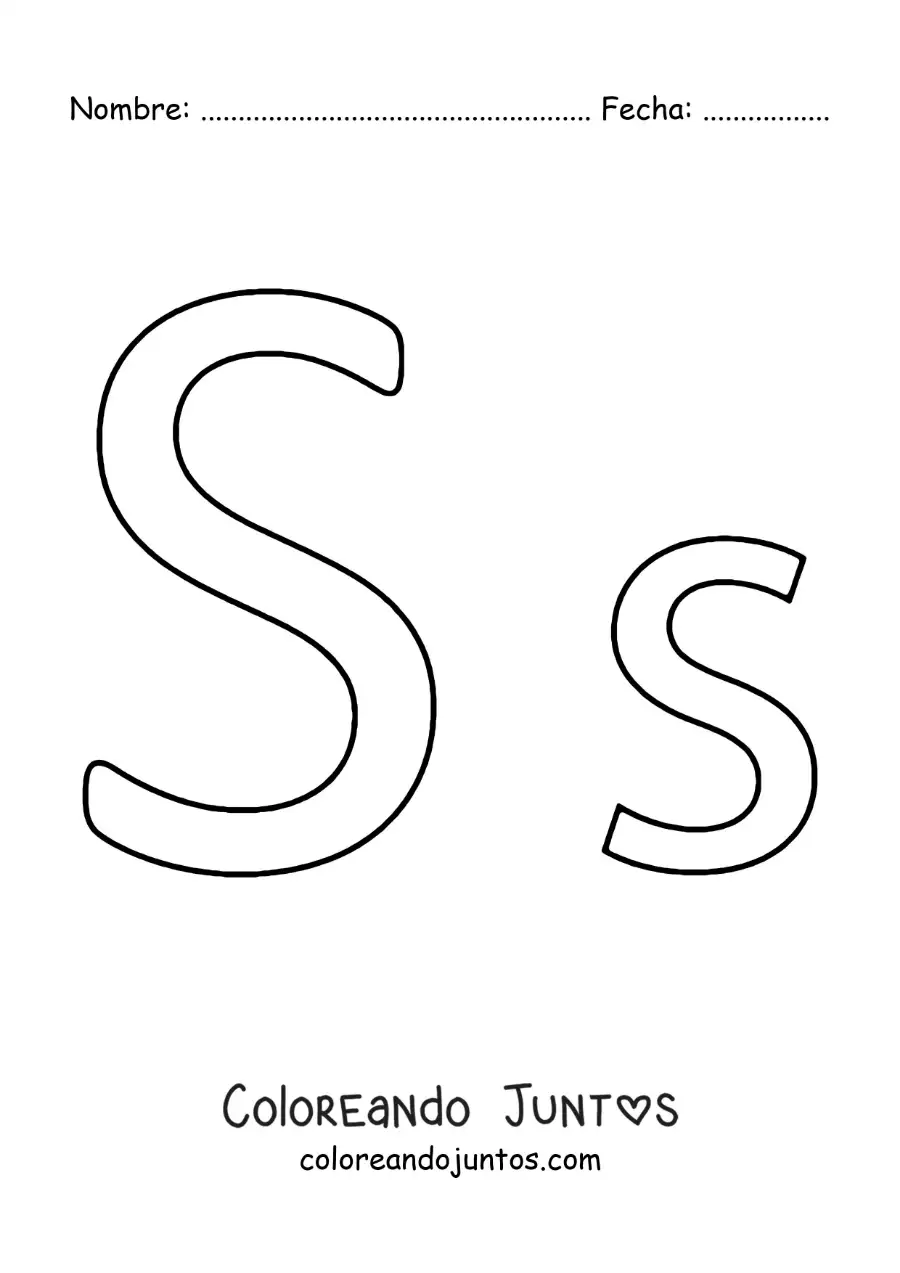 Imagen para colorear de letra s mayúscula y minúscula fácil