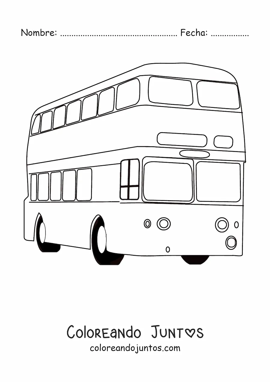 Imagen para colorear de un autobús de dos pisos