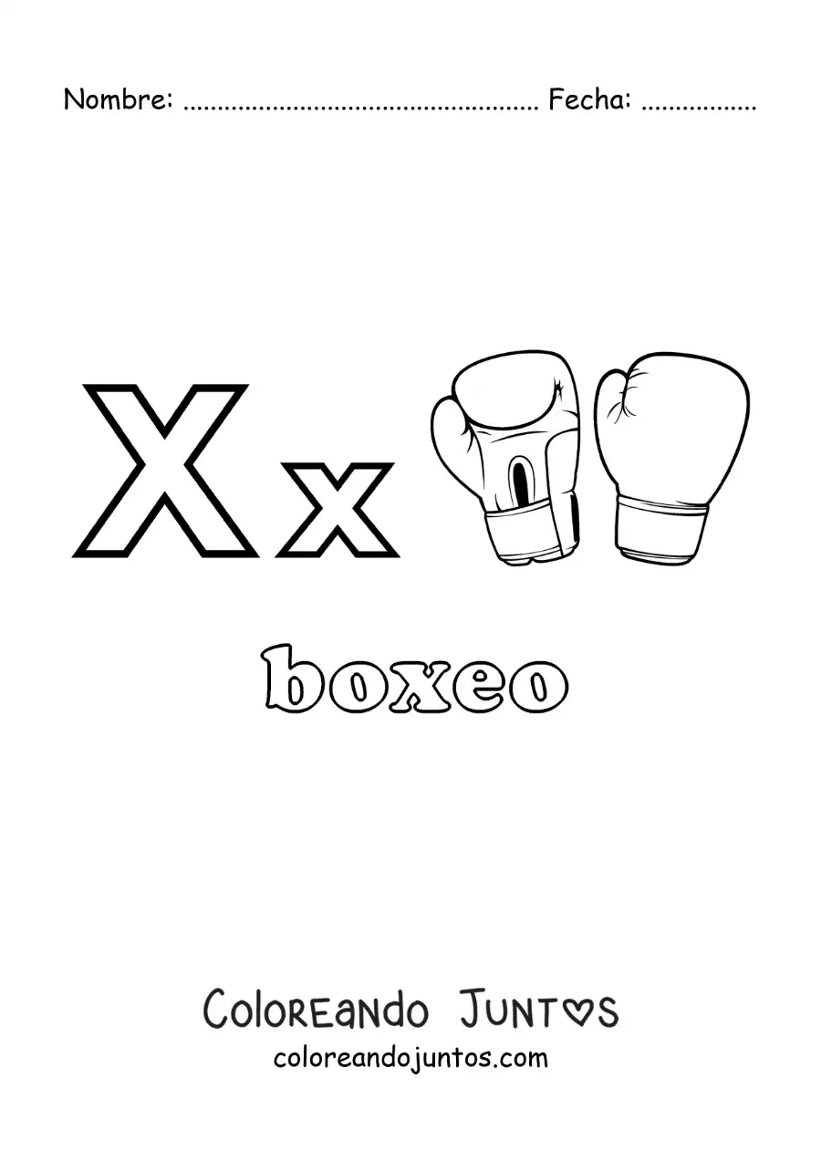 Imagen para colorear de x de boxeo