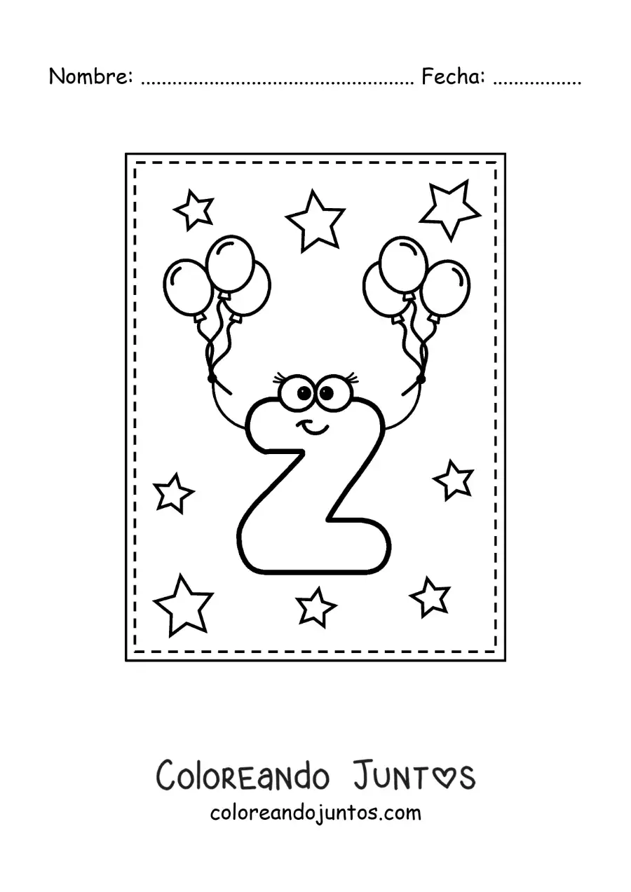 Imagen para colorear de la letra z mayúscula animada con globos