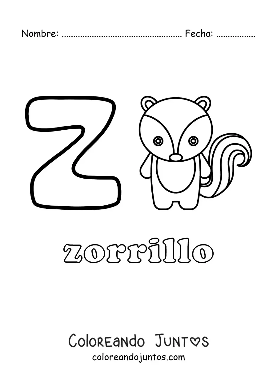 Imagen para colorear de z de zorrillo