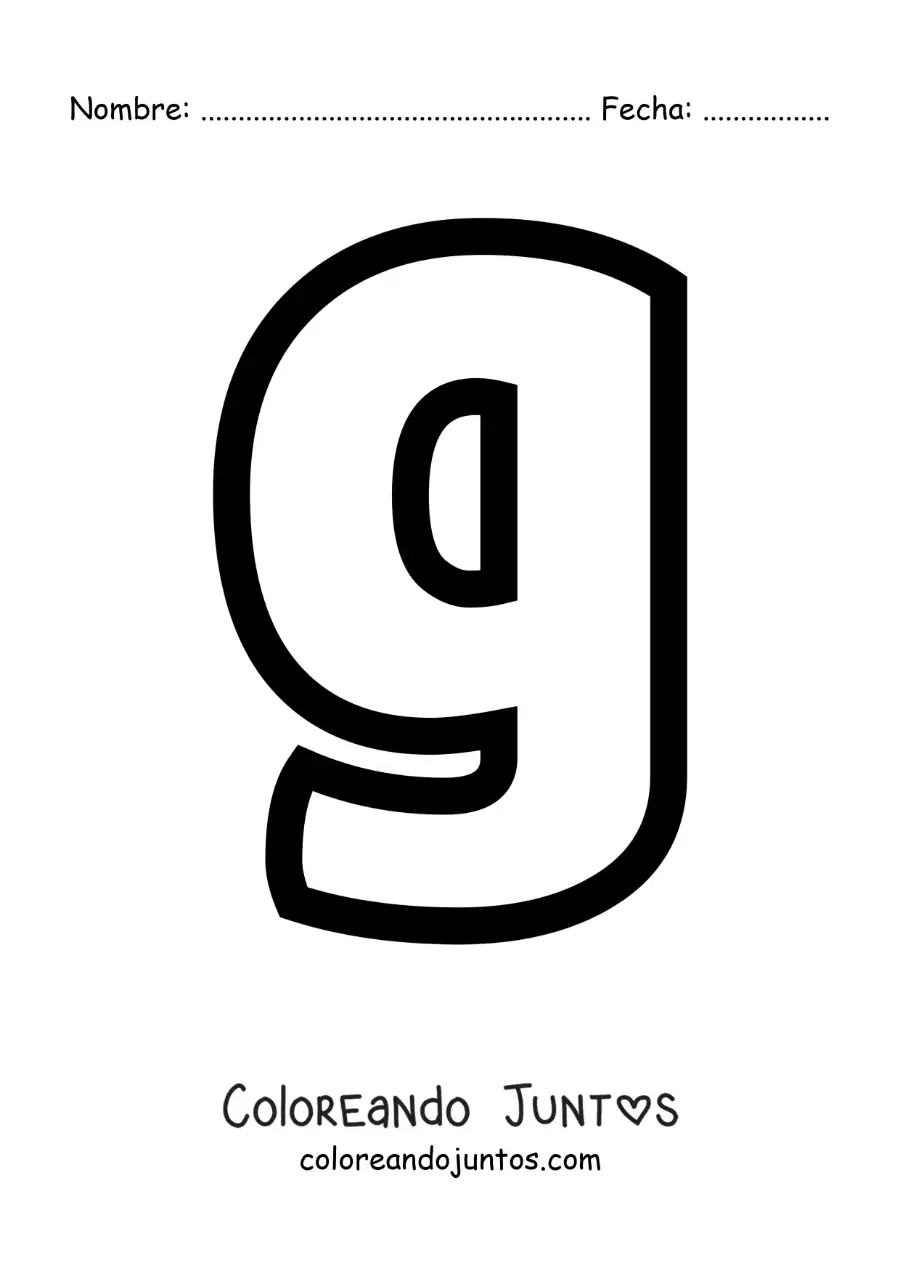Imagen para colorear de la letra g minúscula