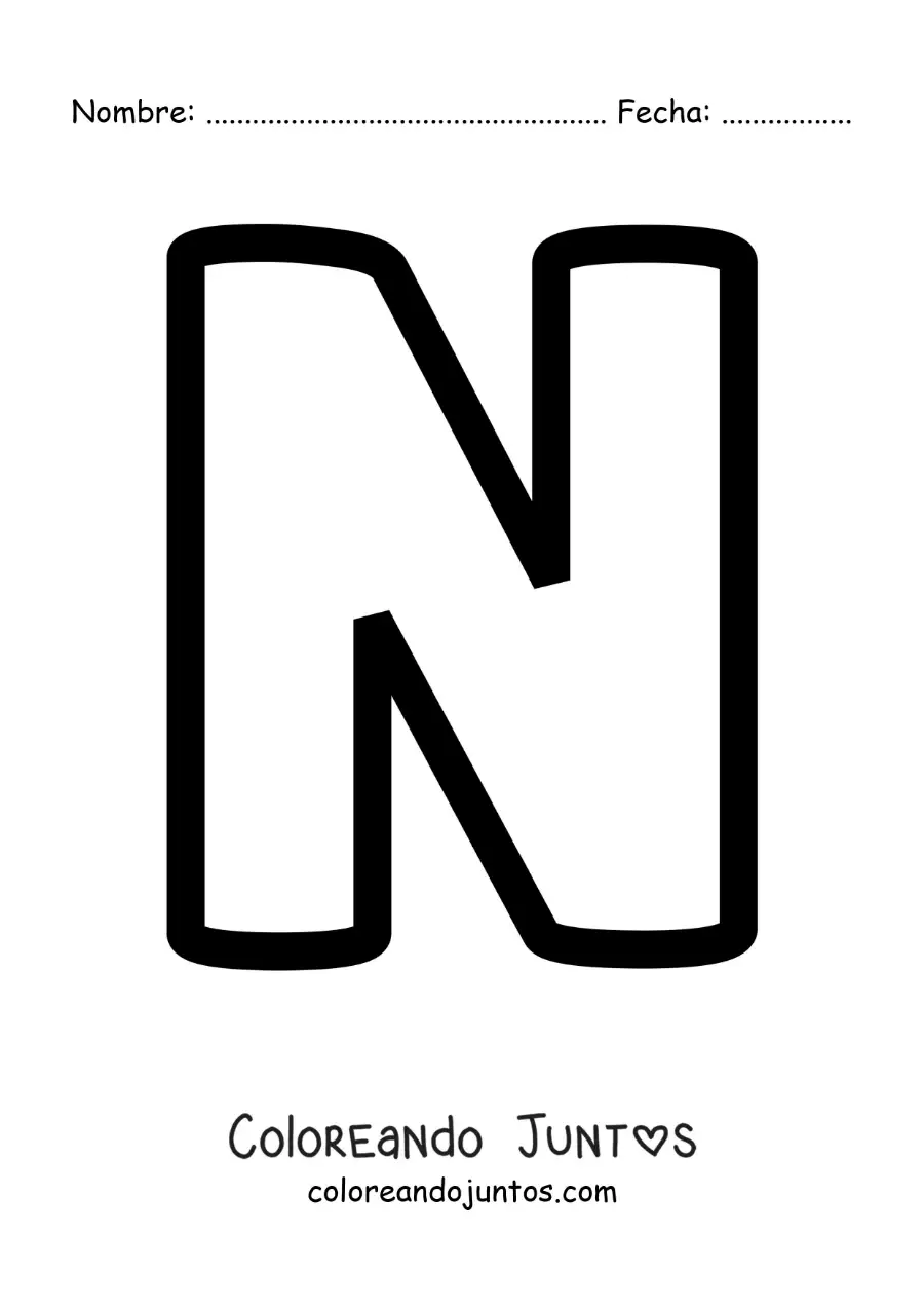 Imagen para colorear de la letra n mayúscula