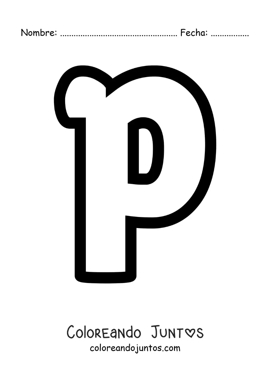 Imagen para colorear de la letra p minúscula
