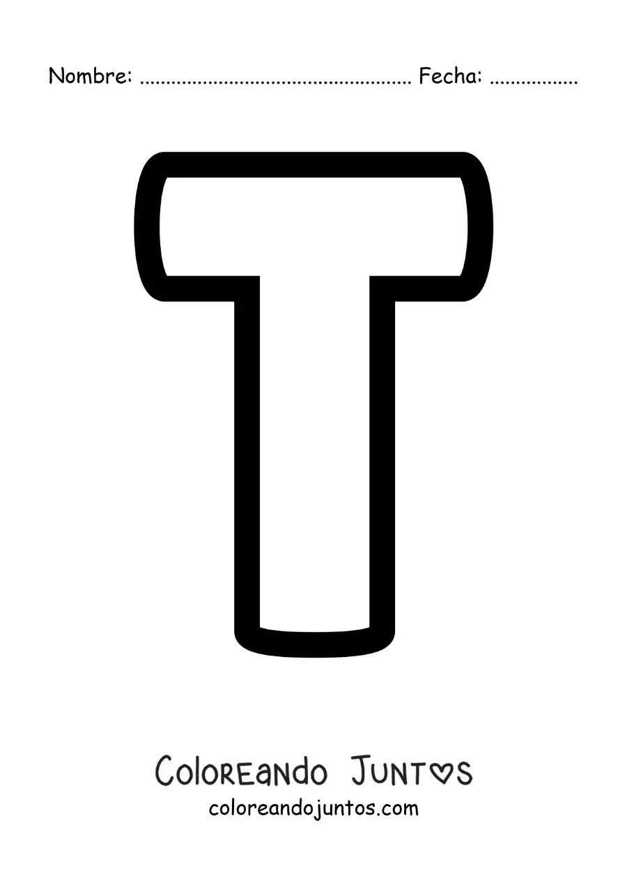 Imagen para colorear de la letra t mayúscula