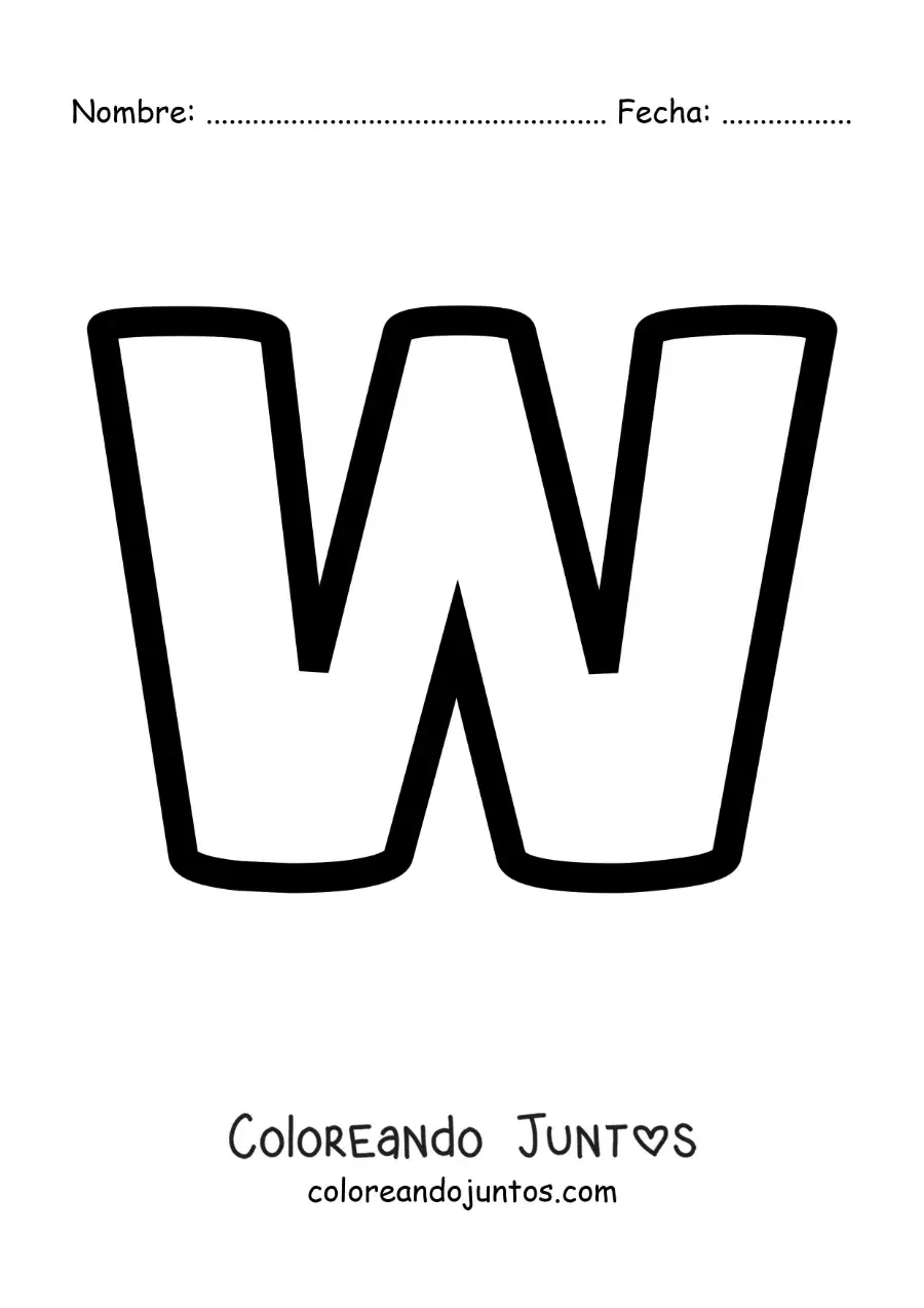 Imagen para colorear de la letra w mayúscula