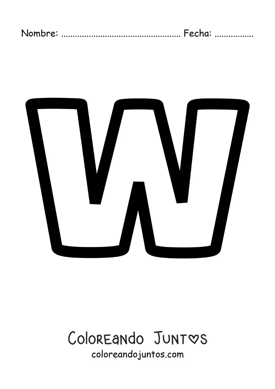 Imagen para colorear de la letra w minúscula