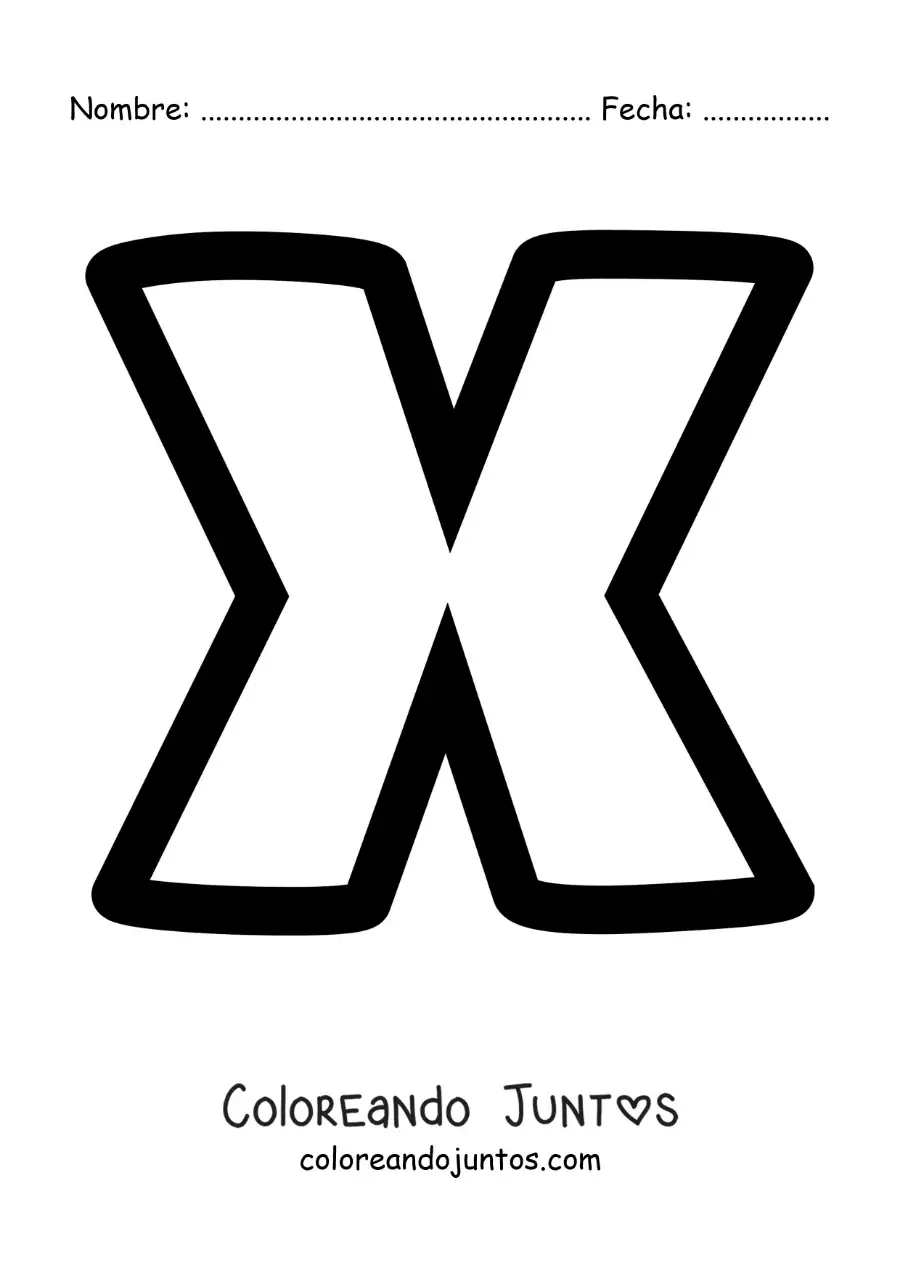 Imagen para colorear de la letra x minúscula
