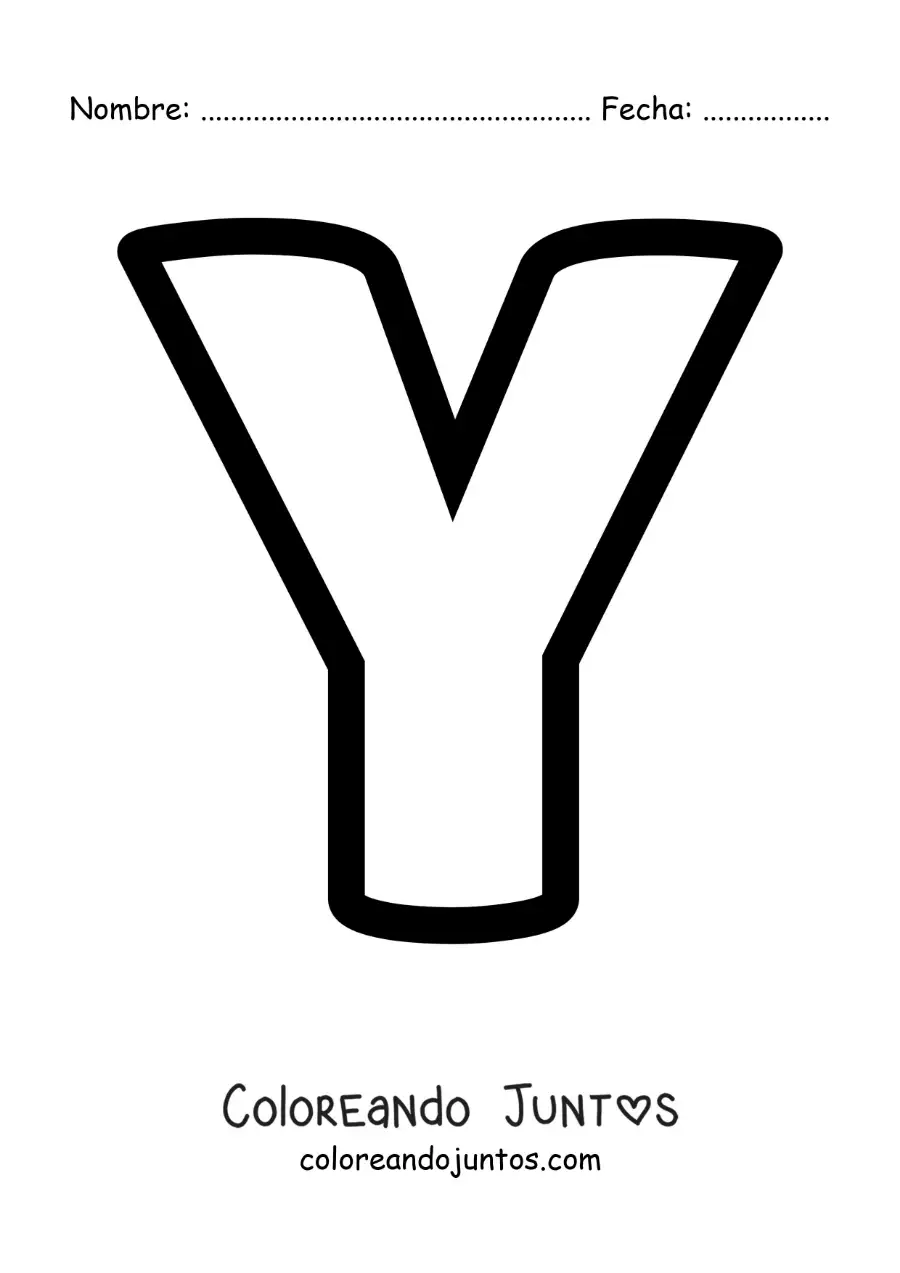 Imagen para colorear de la letra y mayúscula
