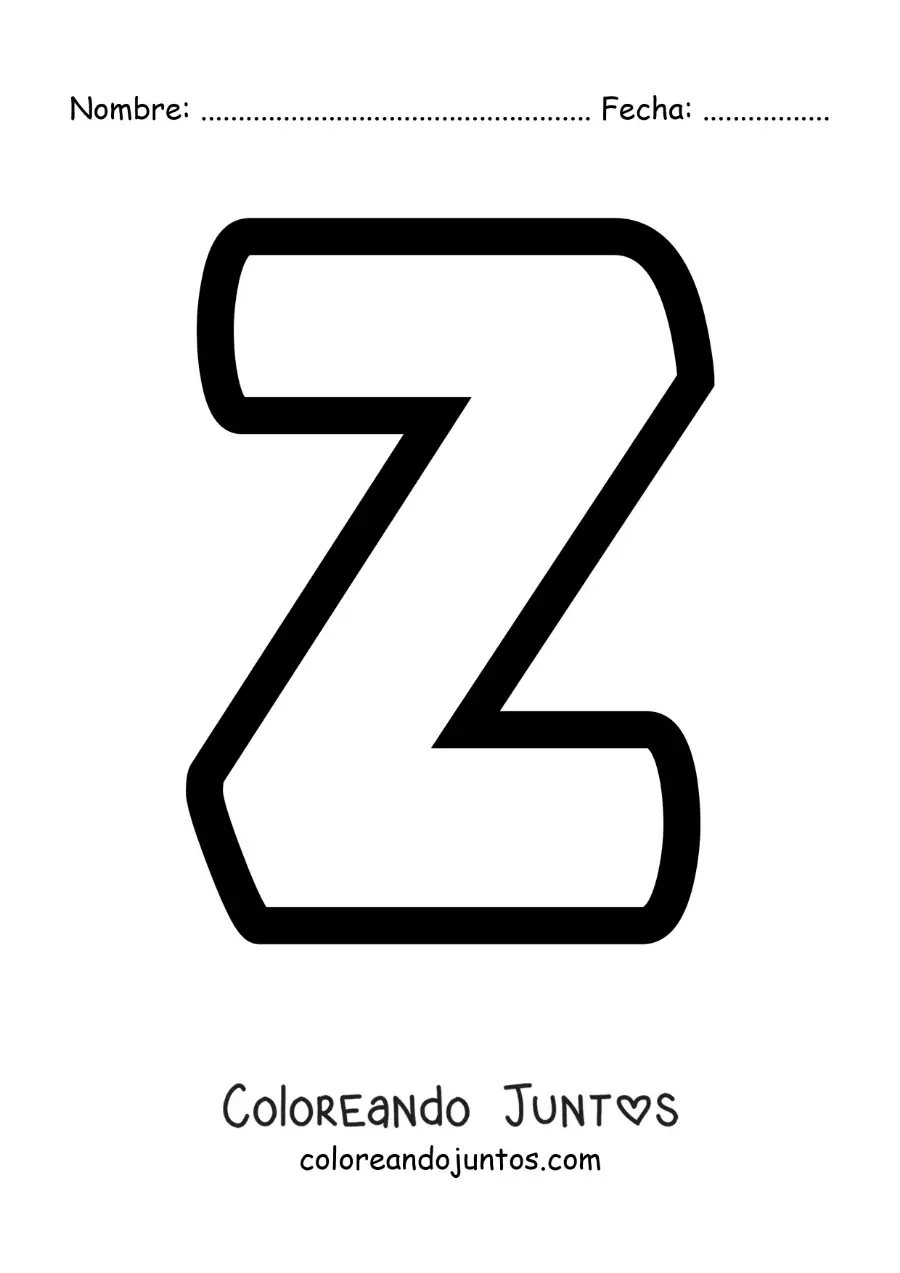 Imagen para colorear de la letra z mayúscula