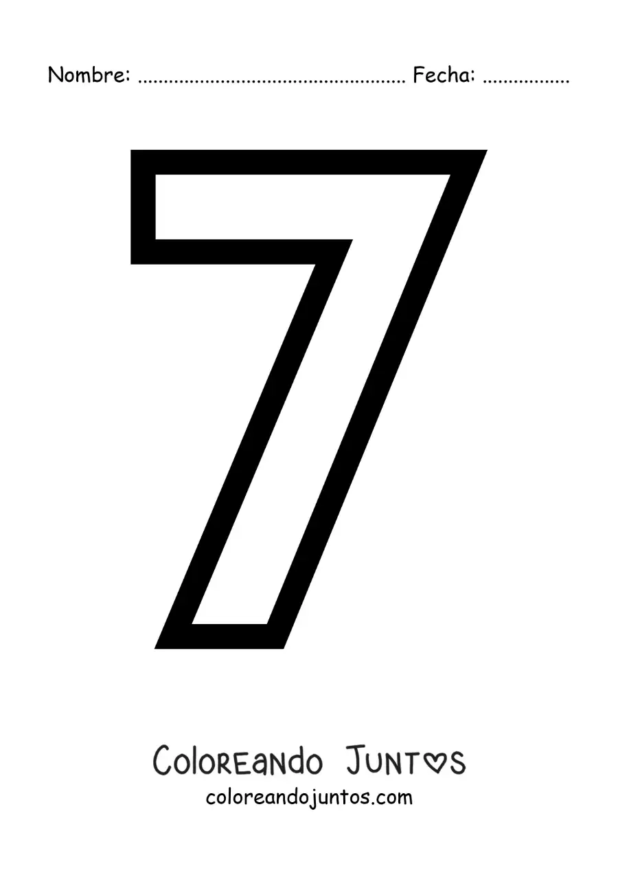 Imagen para colorear del número 7 grande