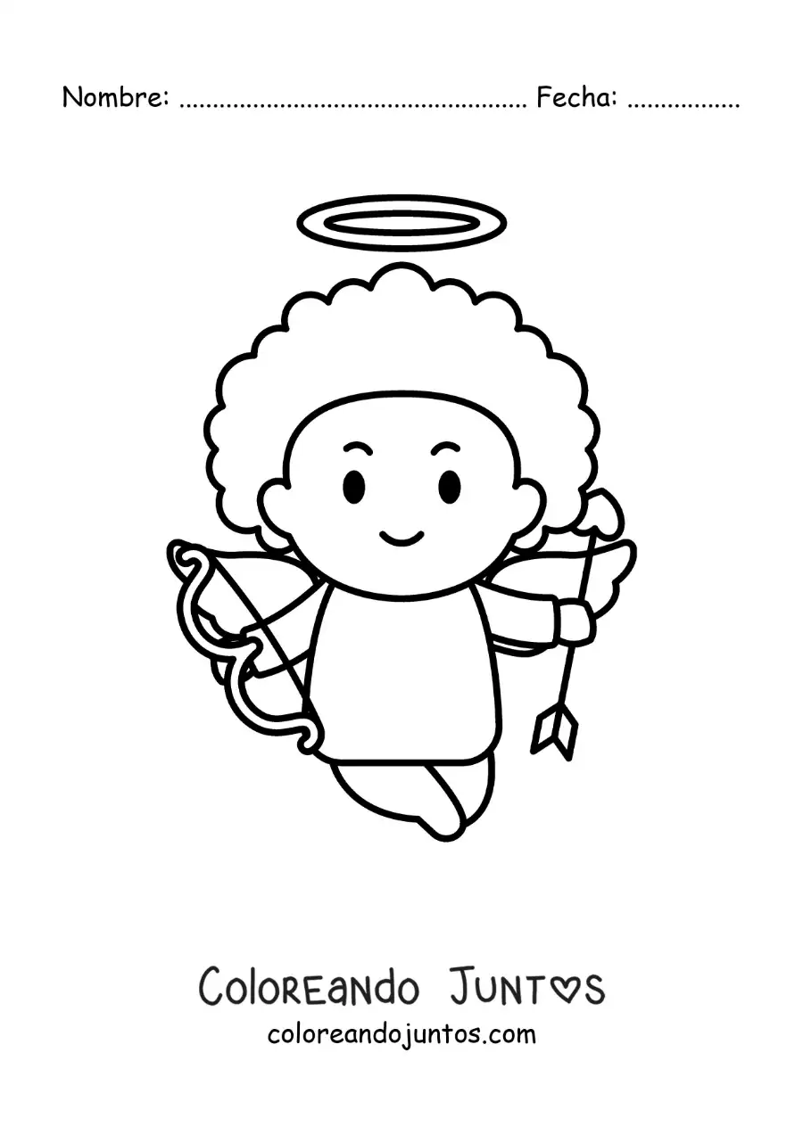 Imagen para colorear de caricatura de cupido con arco y flecha