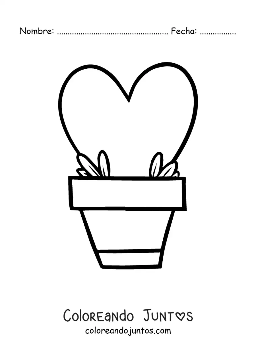 Imagen para colorear de planta con forma de corazón