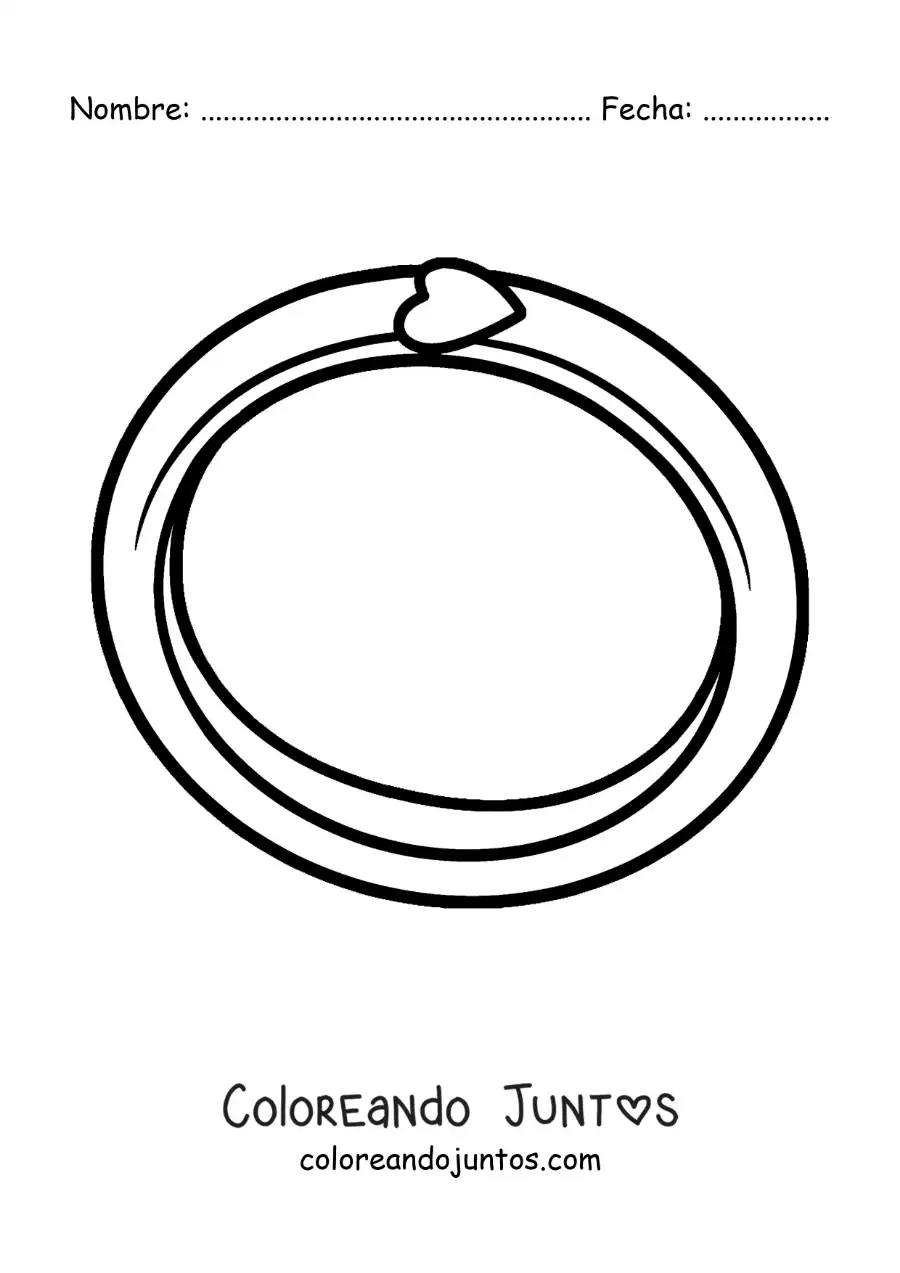 Imagen para colorear de anillo con una piedra en forma de corazón
