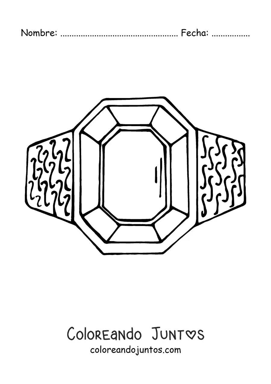 Imagen para colorear de anillo con una piedra preciosa