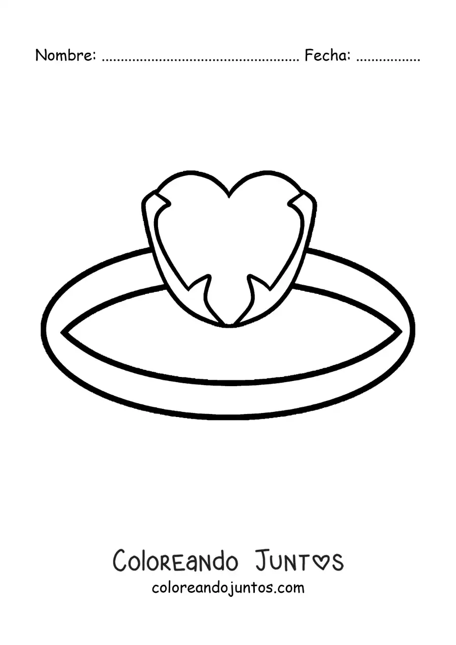 Imagen para colorear de anillo de corazón grande