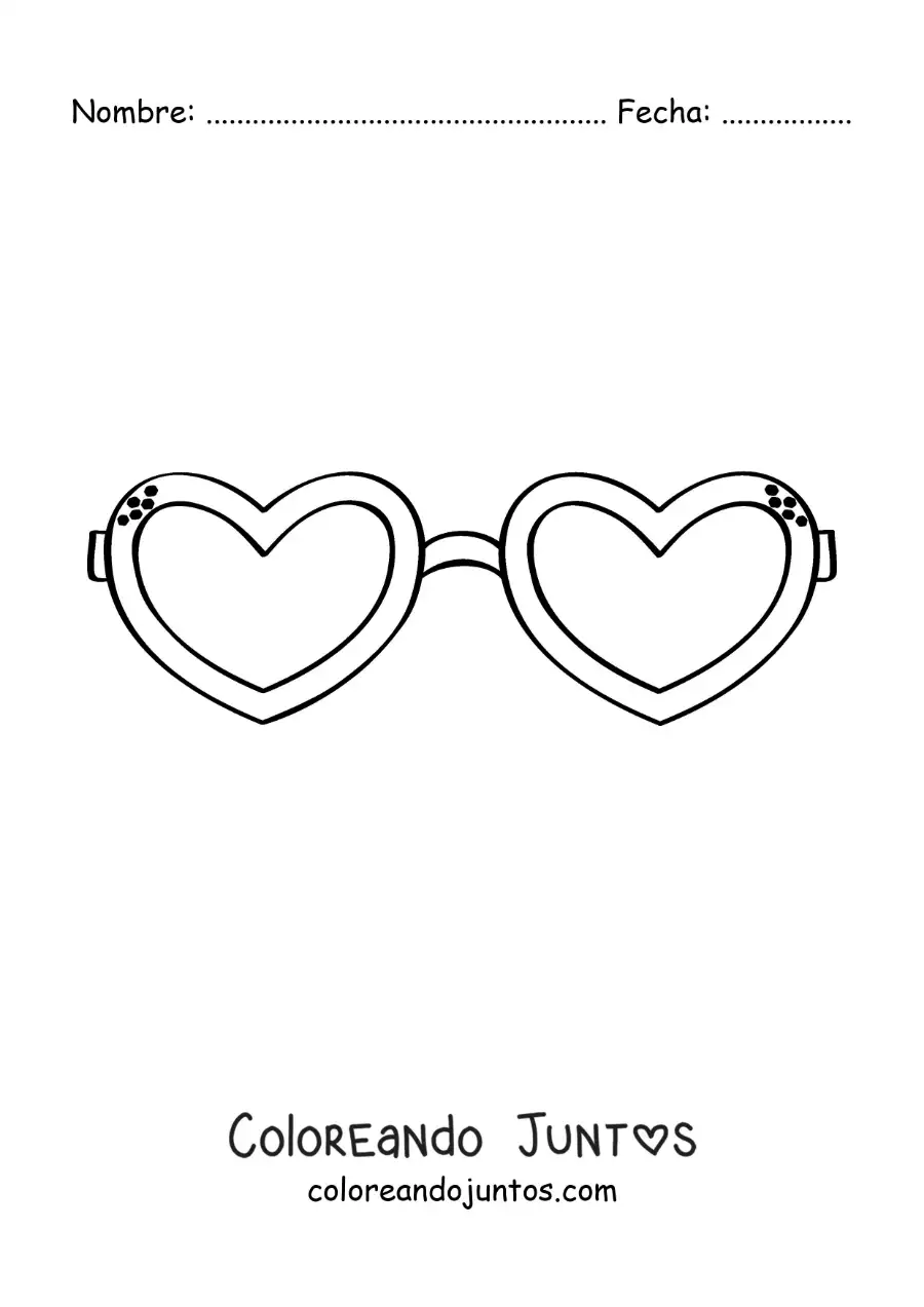 Imagen para colorear de lentes de corazón