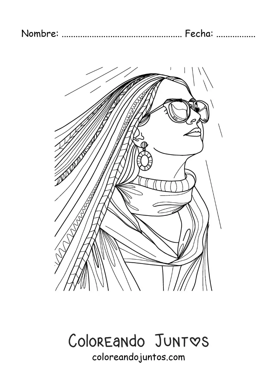 Imagen para colorear de hermosa chica tumblr con lentes