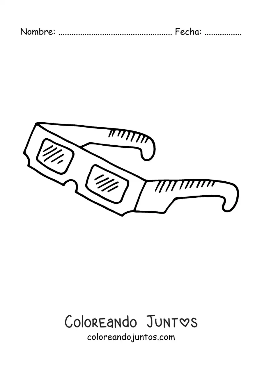 Imagen para colorear de lentes 3d