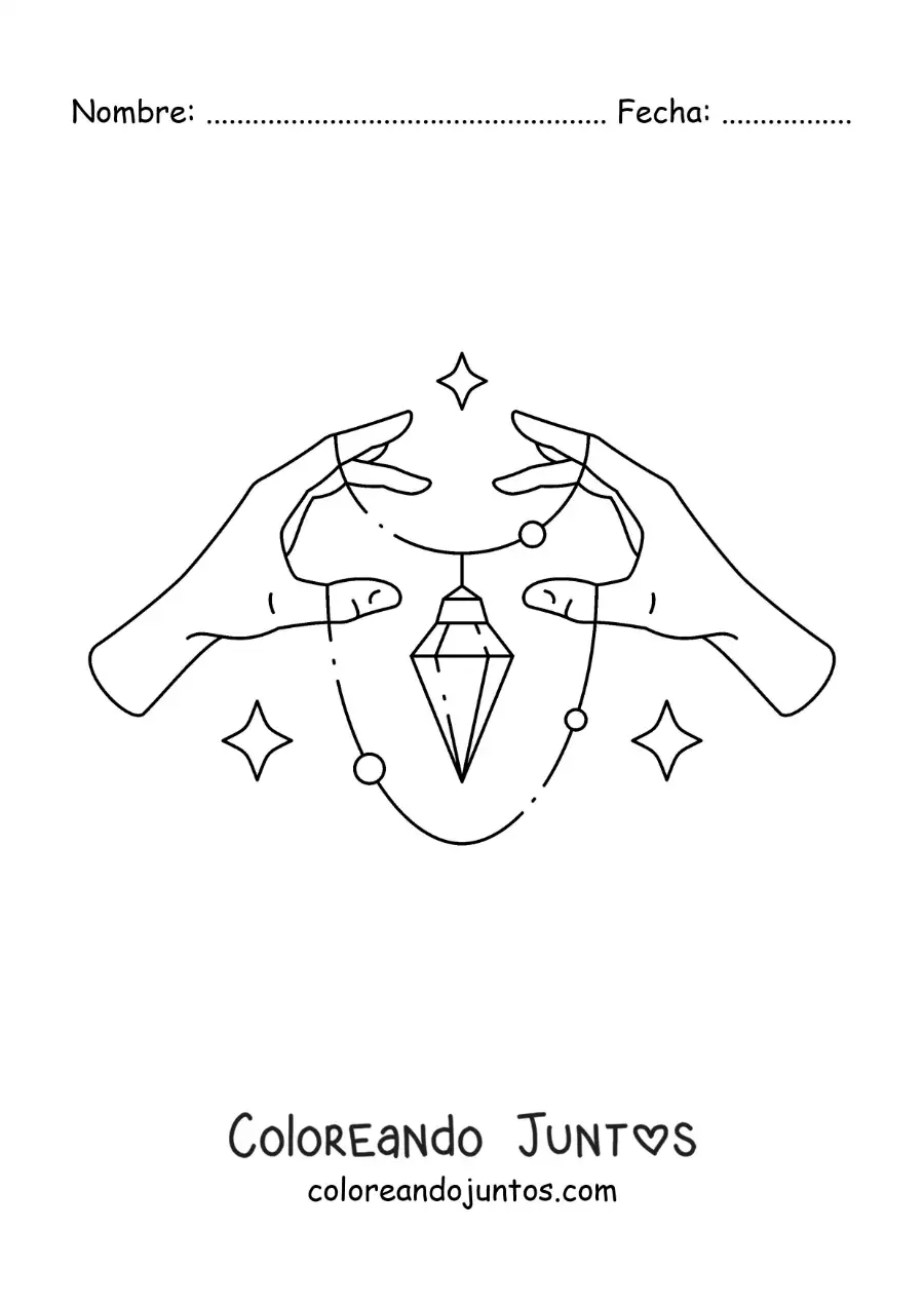 Imagen para colorear de manos sujetando un collar
