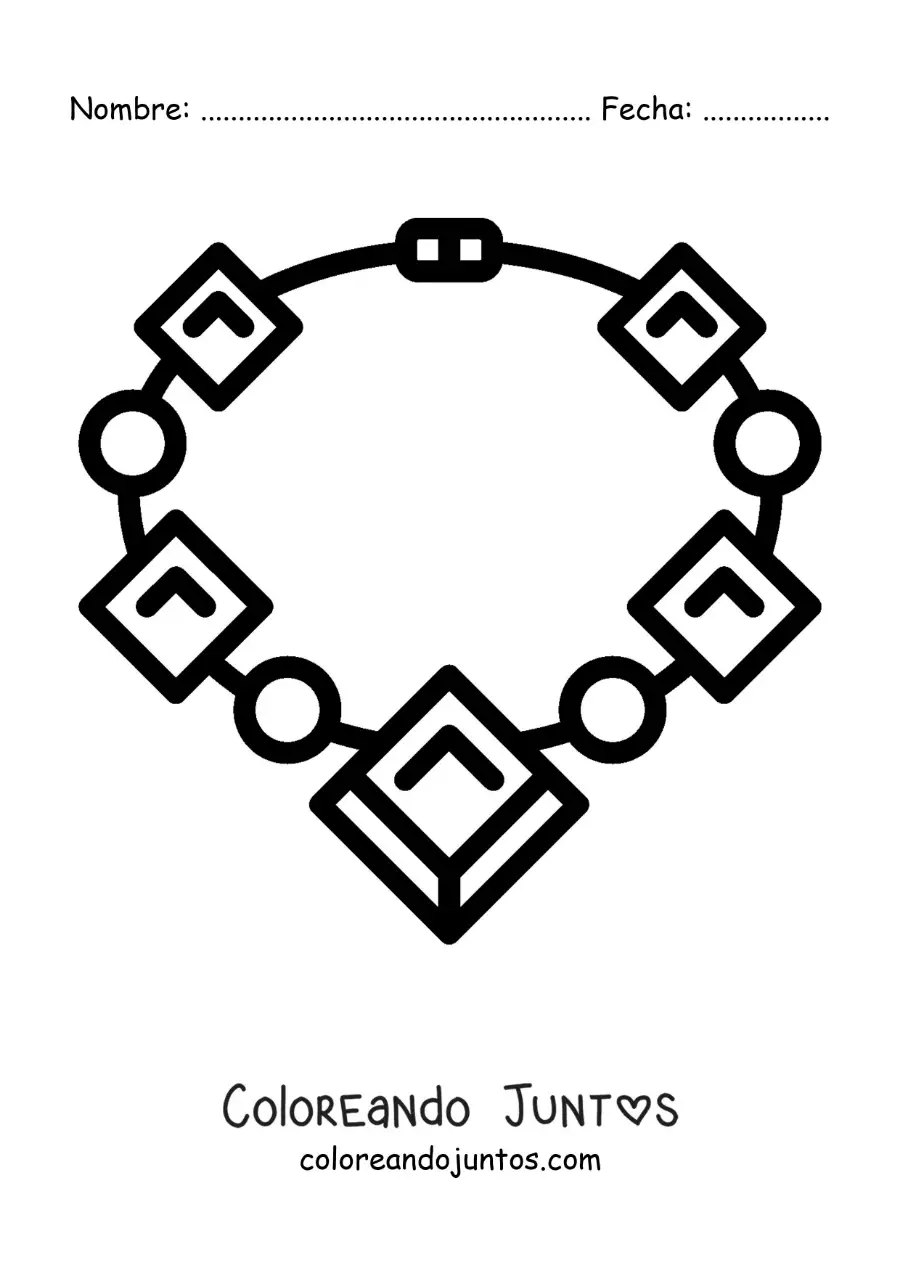 Imagen para colorear de collar con piedras preciosas