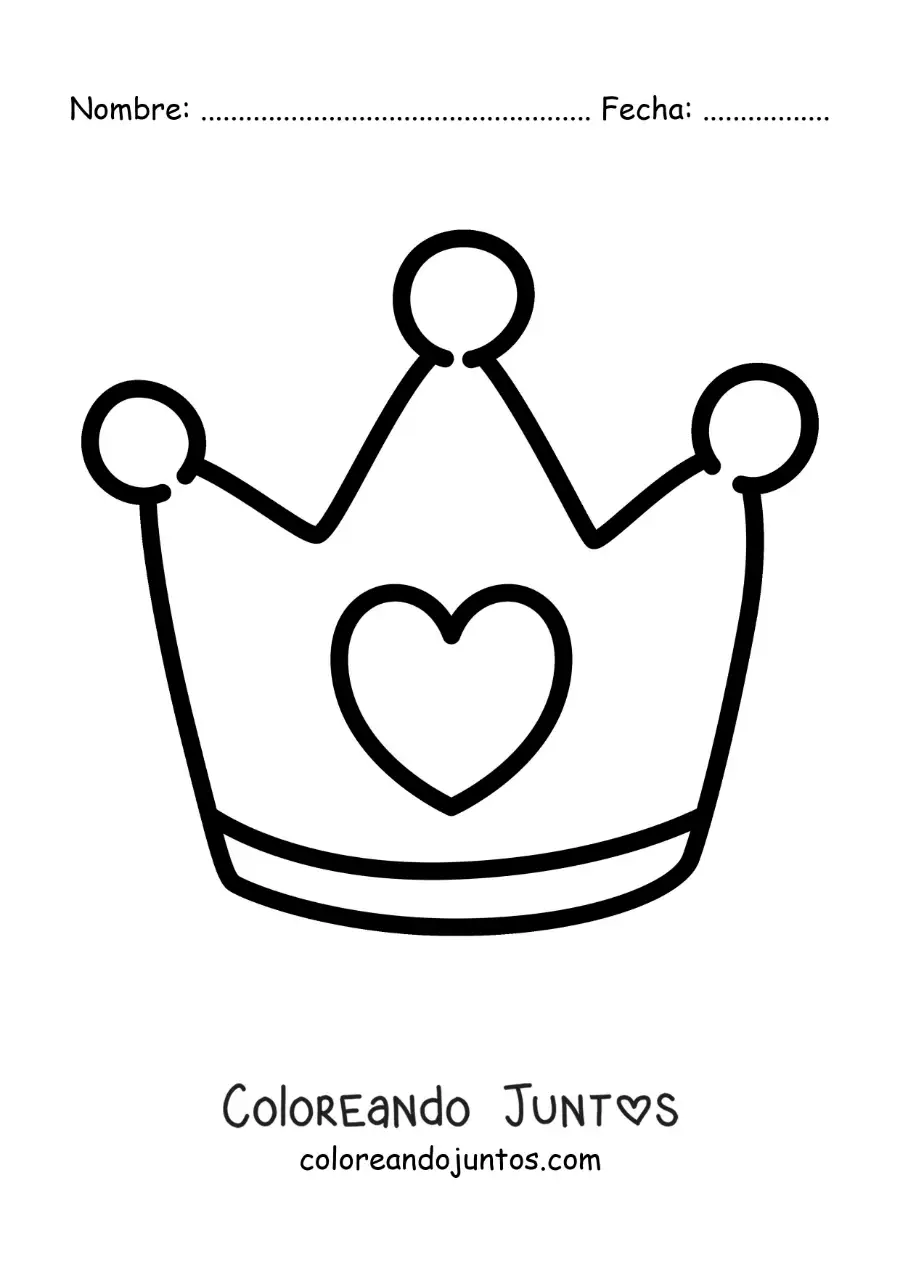 Imagen para colorear de coronita bonita con un corazón