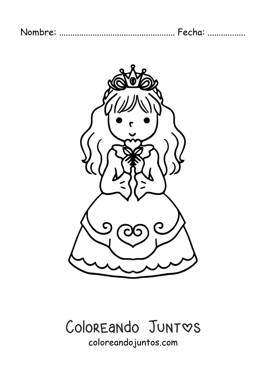 Imagen para colorear de princesa animada con su corona