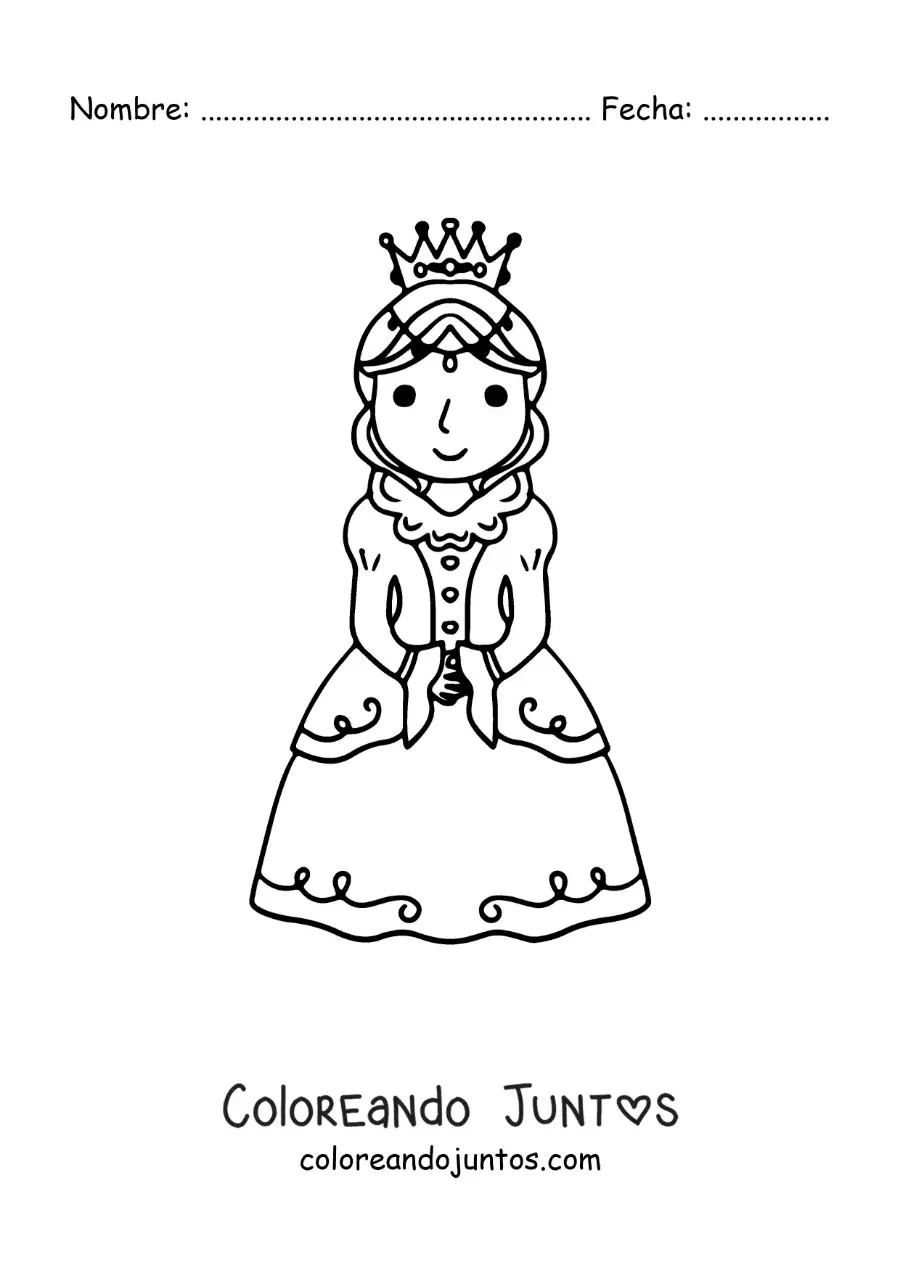 Imagen para colorear de reina animada con su corona