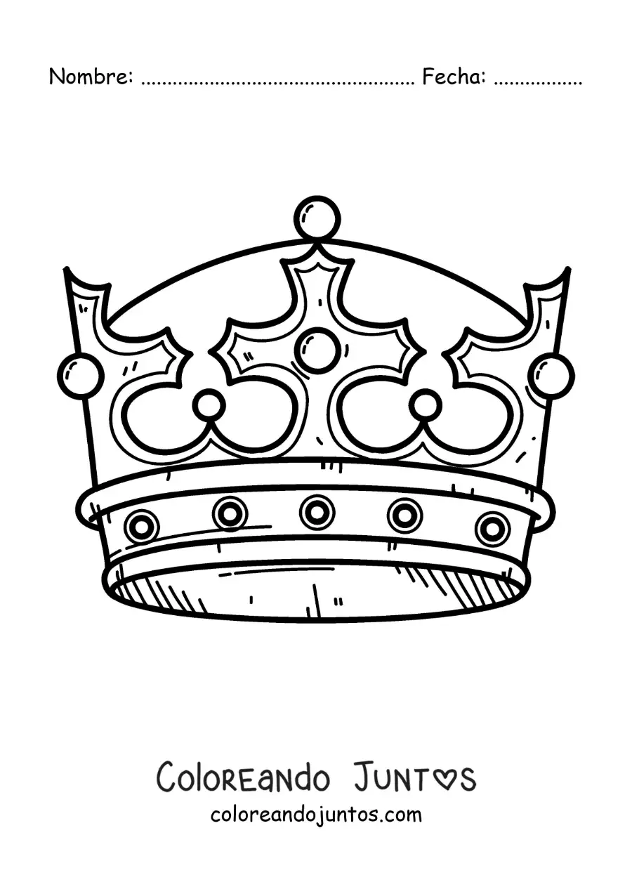 Imagen para colorear de corona grande de un rey