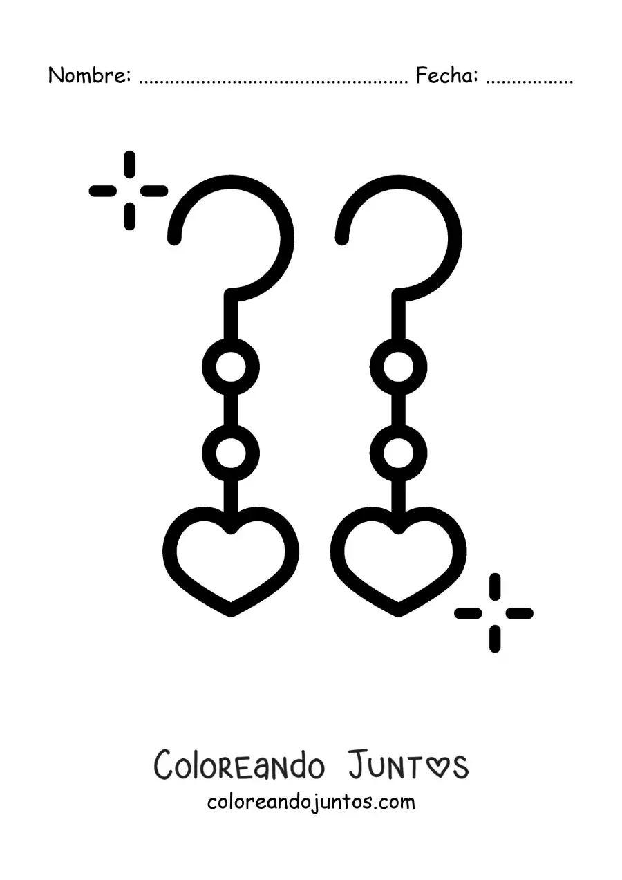 Imagen para colorear de aretes de corazón
