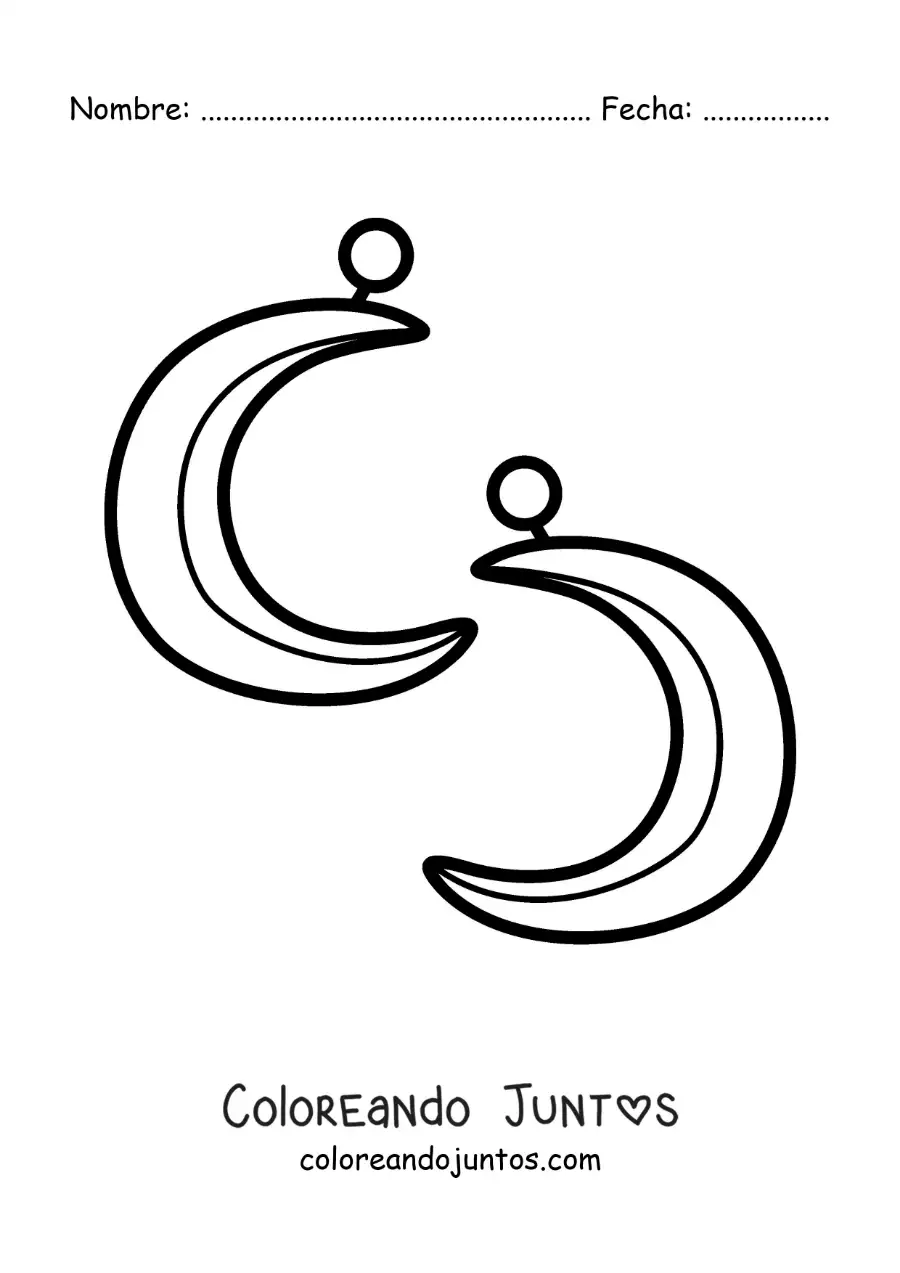 Imagen para colorear de aretes de luna