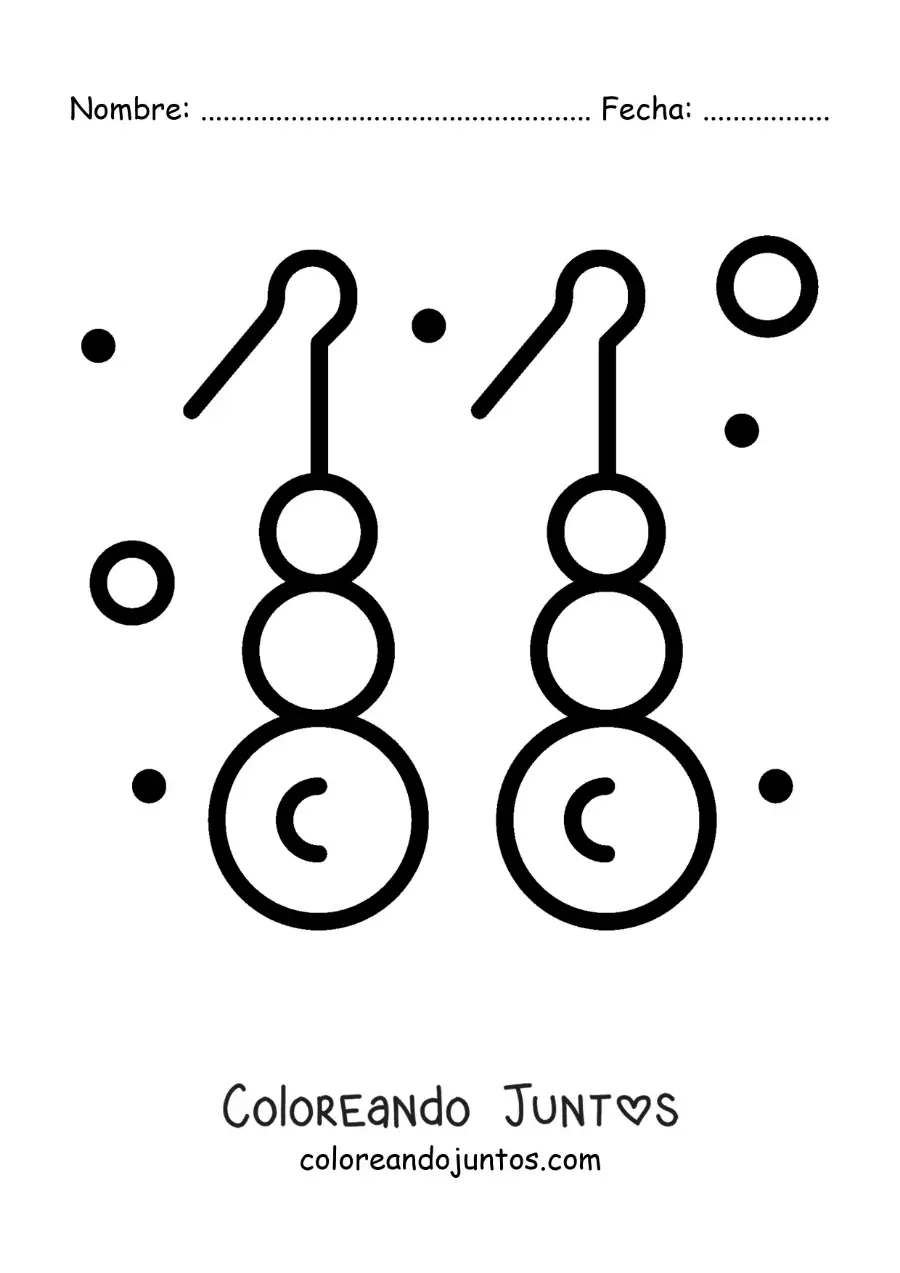 Imagen para colorear de aretes de perlas