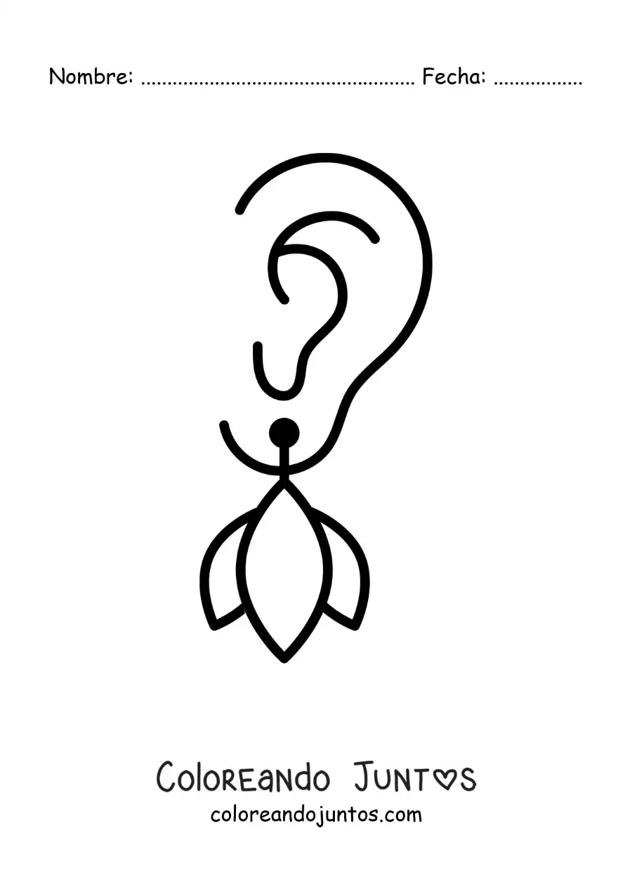 Imagen para colorear de una oreja con arete