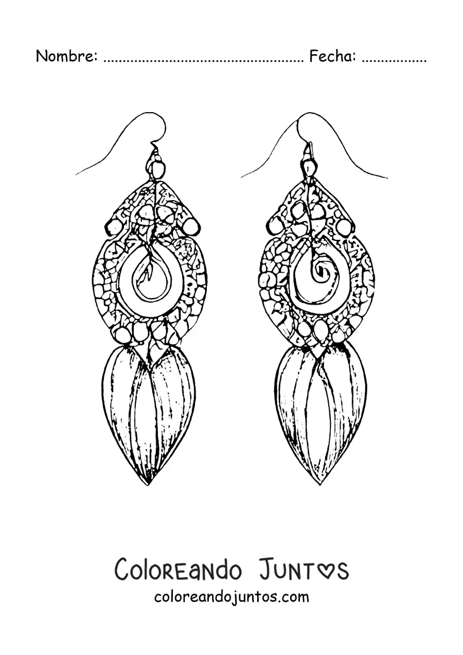 Imagen para colorear de aretes artesanales