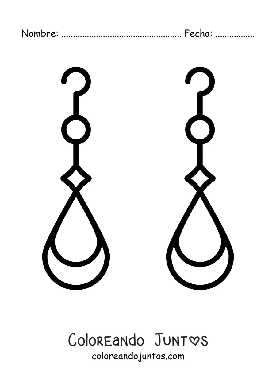 Imagen para colorear de aretes fáciles