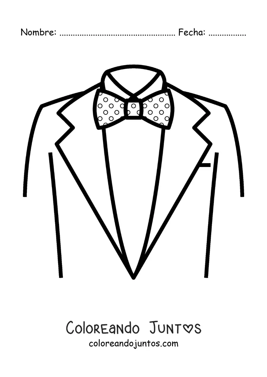 Imagen para colorear de saco y corbata de moño