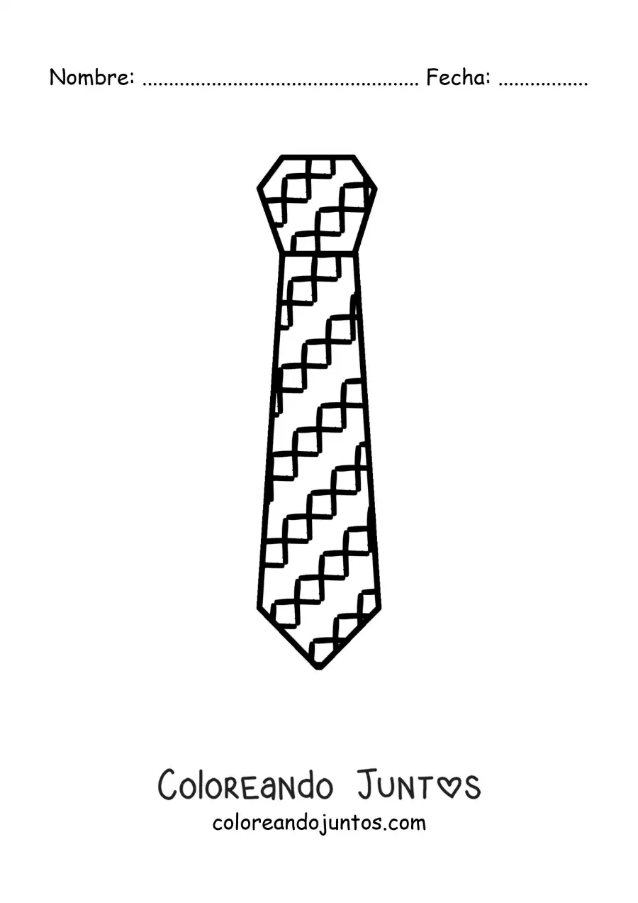 Imagen para colorear de corbata fácil con estampado de cuadros