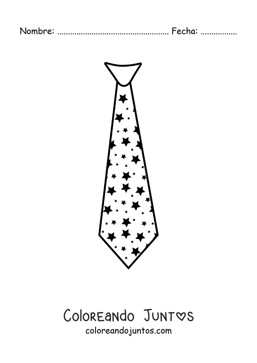 Imagen para colorear de corbata con estampado de estrellas