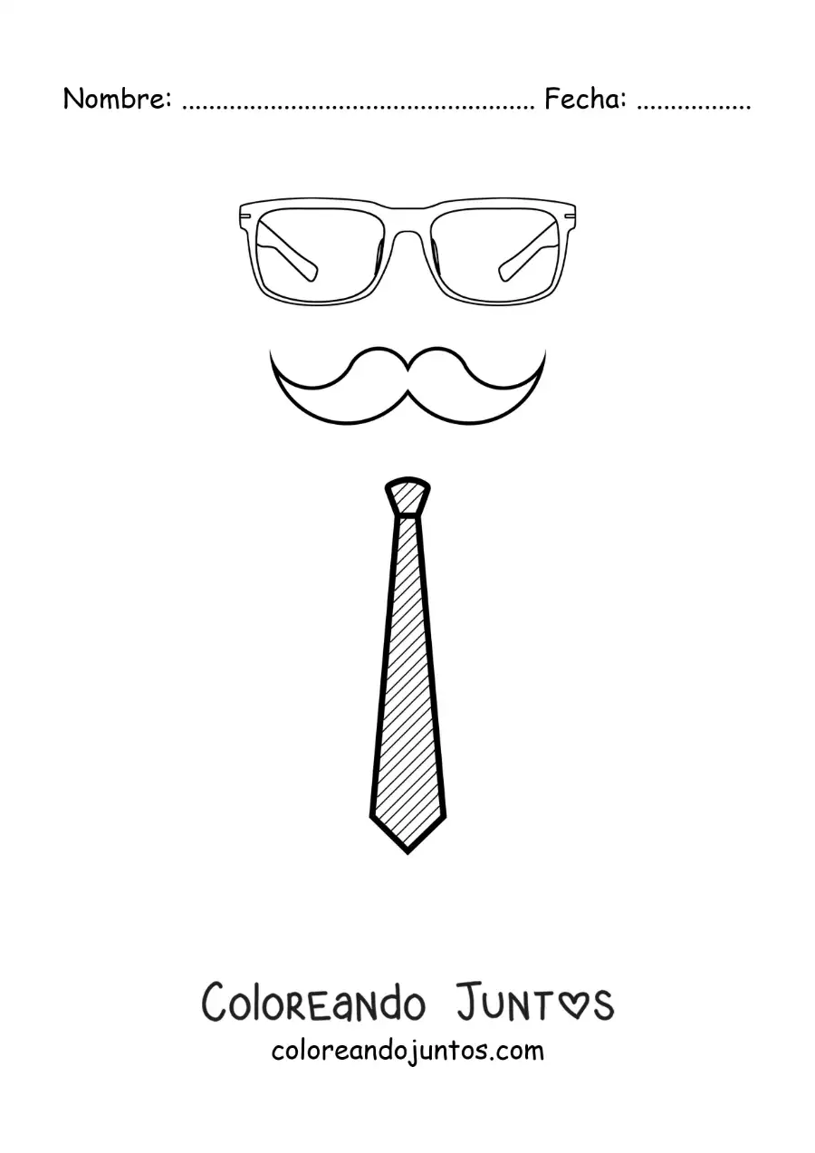 Imagen para colorear de corbata y bigotes
