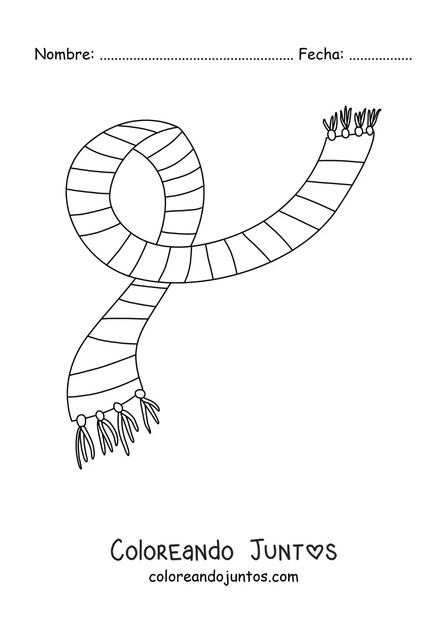 Imagen para colorear de bufanda infantil a rayas