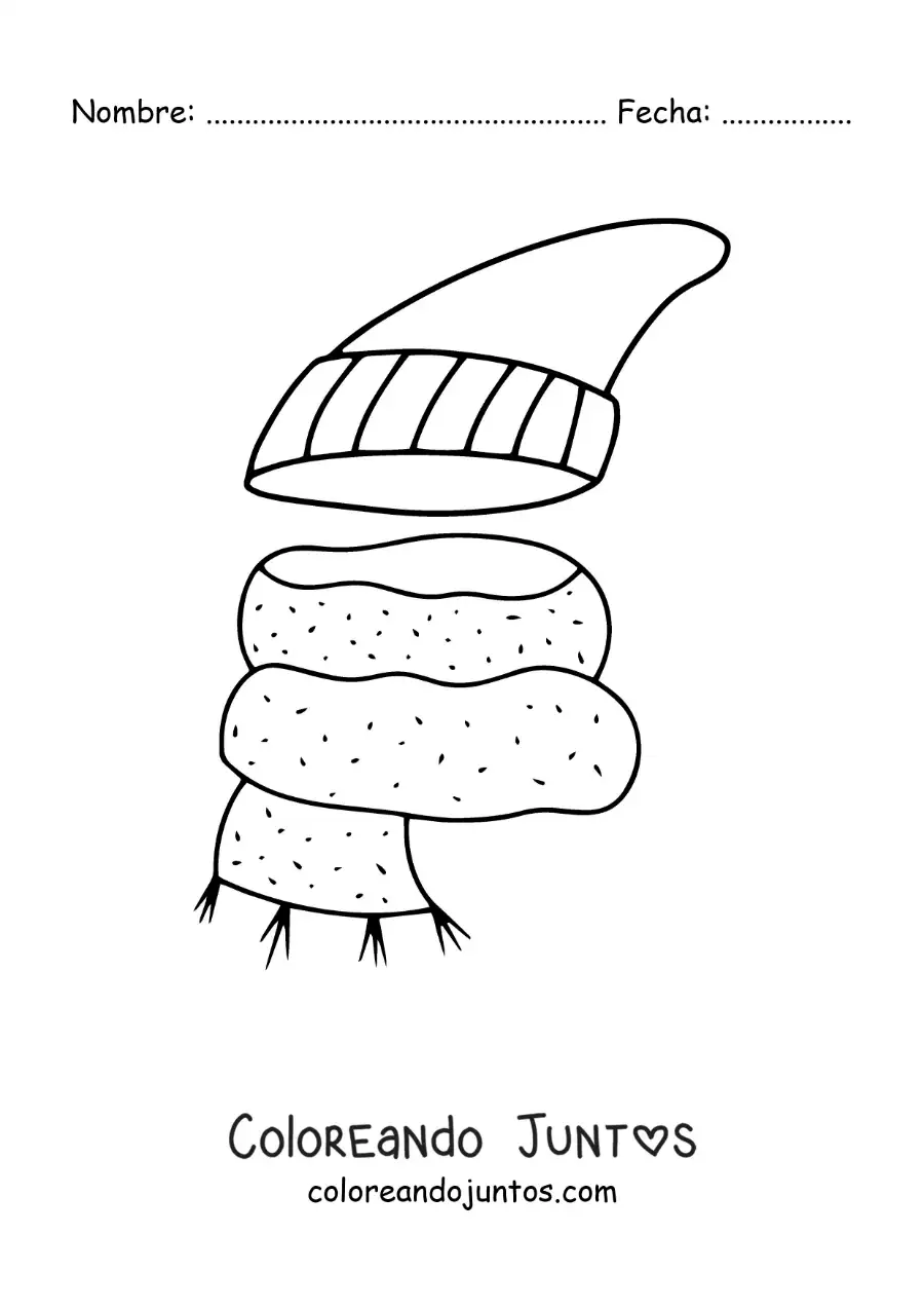 Imagen para colorear de bufanda y gorro